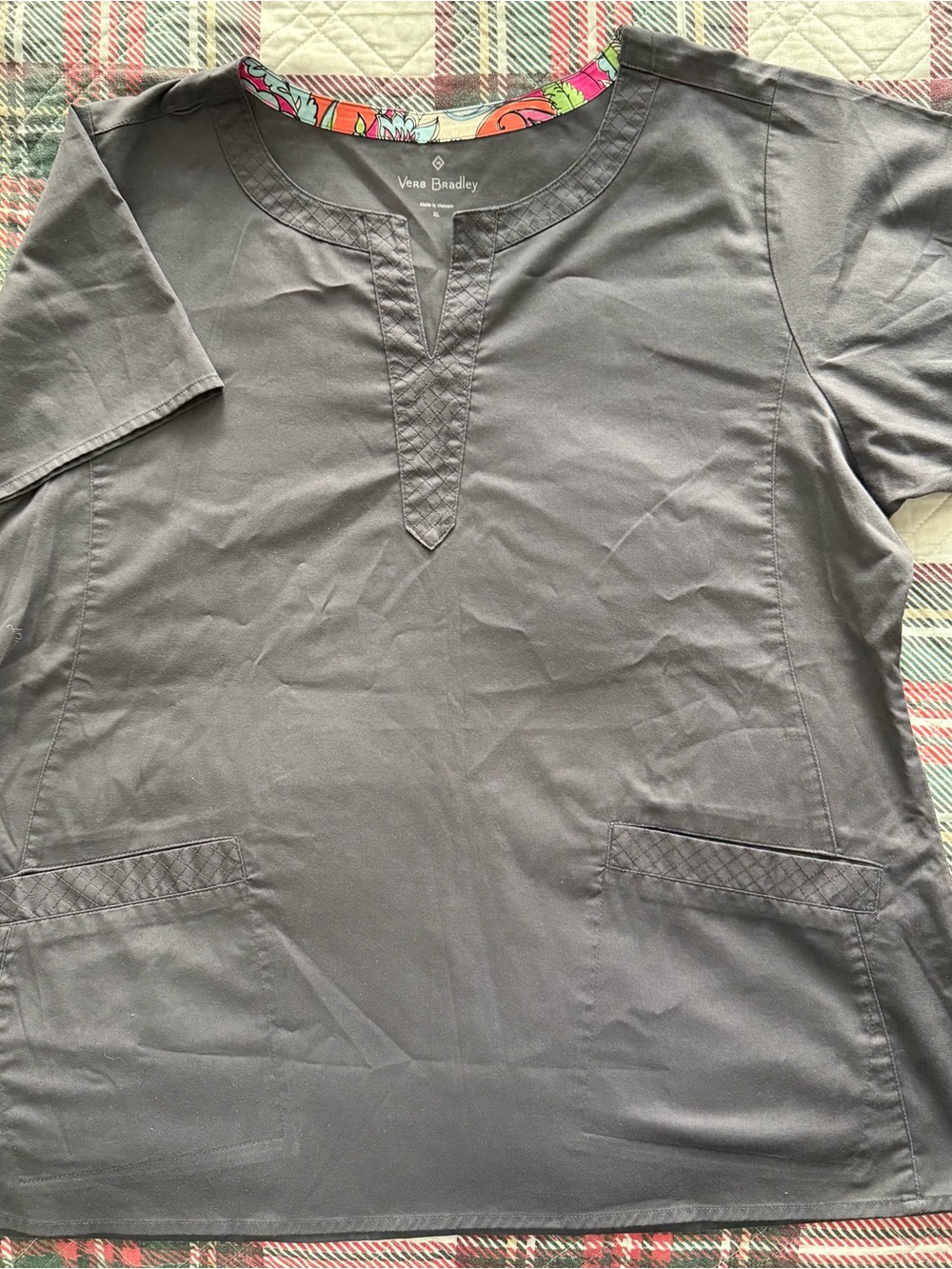 Vera Bradley Scrub Top Charcoal Gray